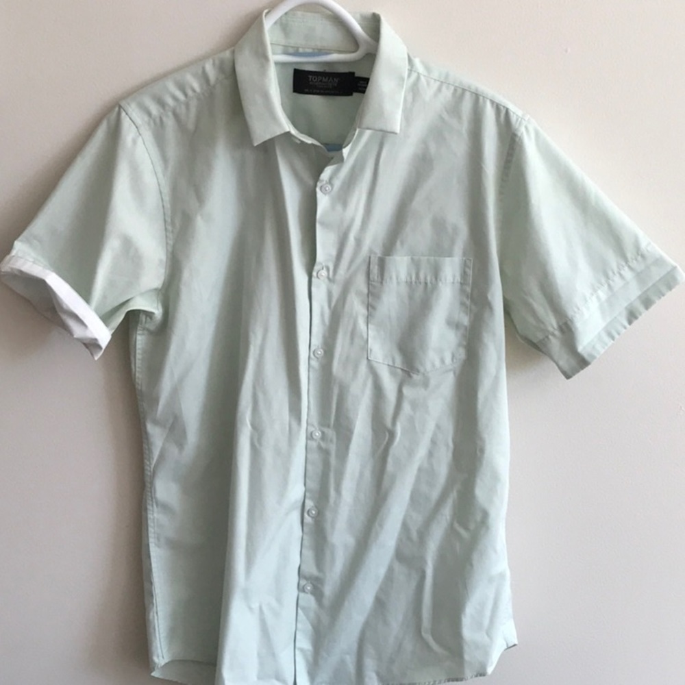TopMan mint green short sleeve Button Up